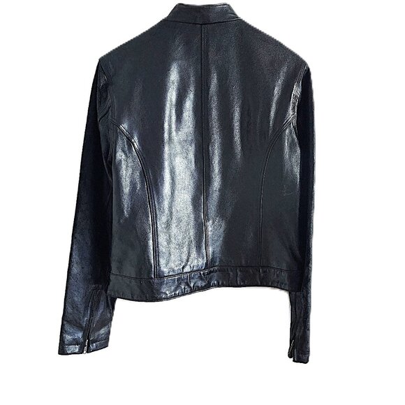 Brody black fitted textured leather moto jacket - Picture 3 of 13